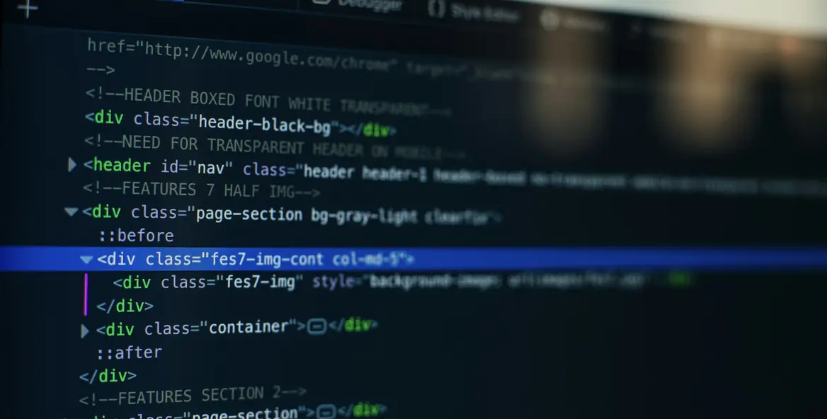 Application code on a dark screen