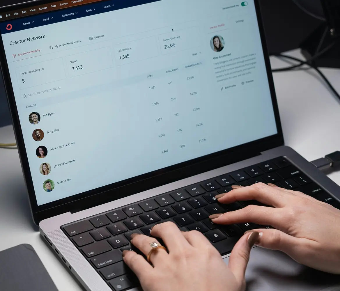 Laptop showing a management dashboard