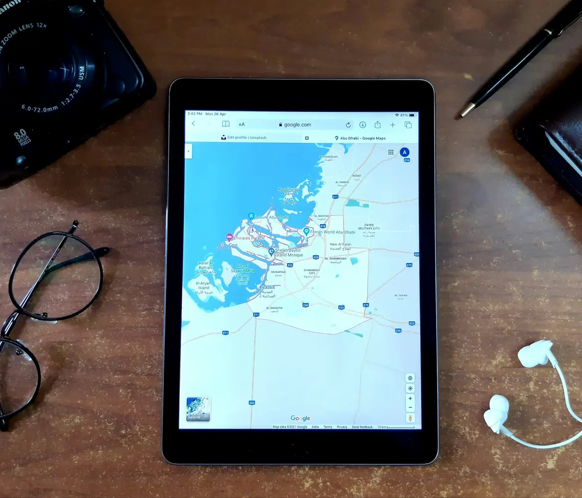 Tablet showing a map